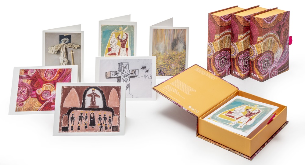 A display of the ACU Art Collection Greeting Card Set
